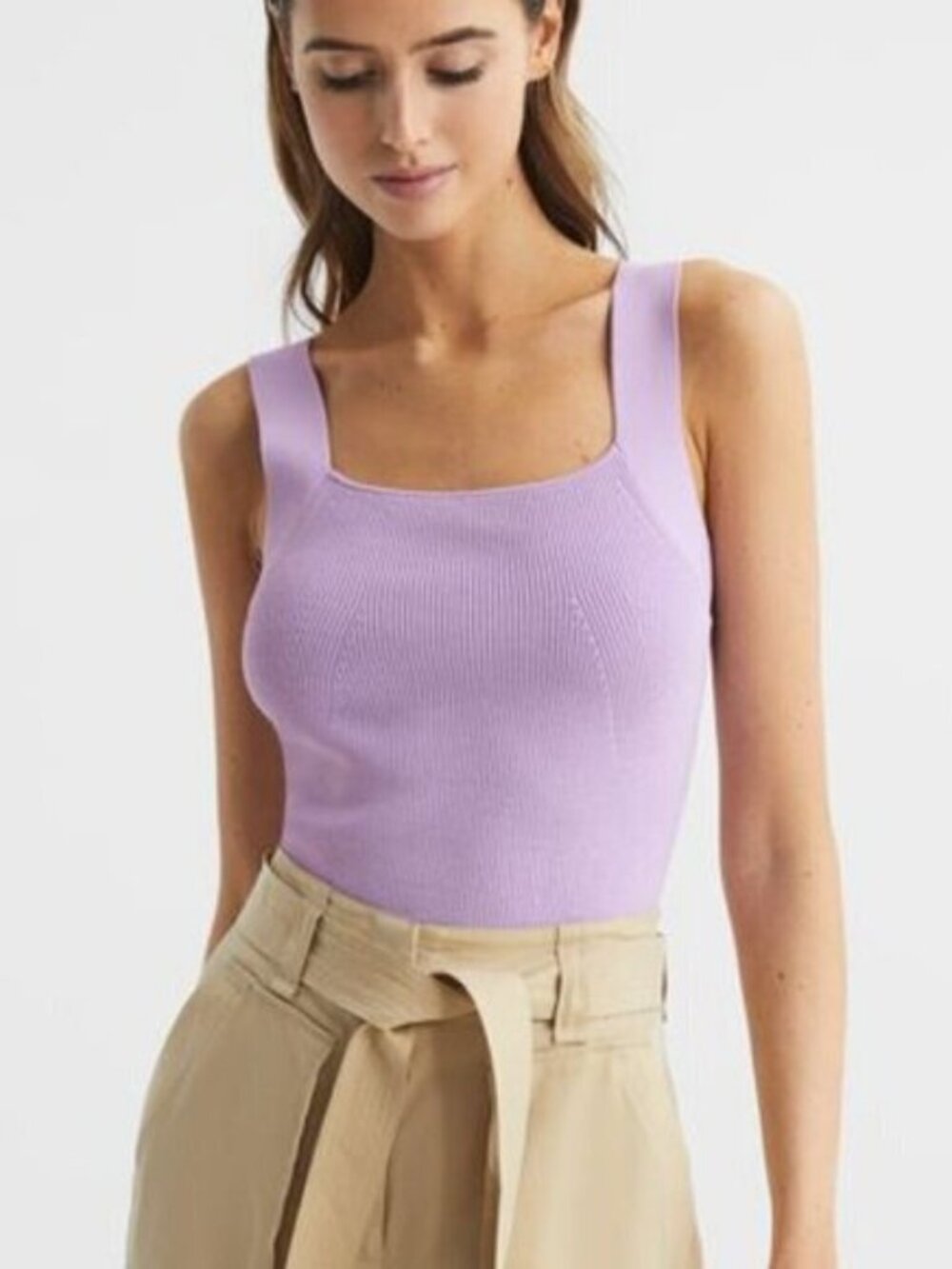 REISS Tamara Square Neck Tank Top